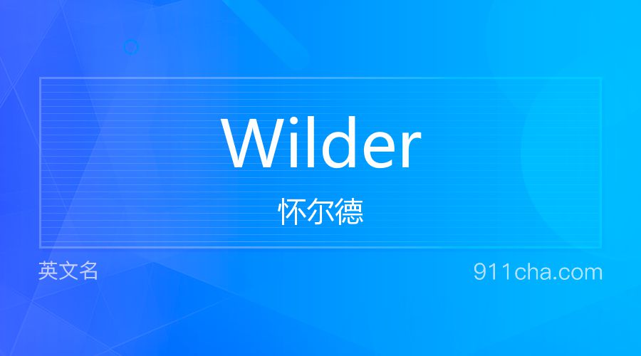 Wilder 怀尔德